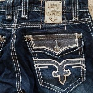 Mens Rock Revival 33x34 Dino Relaxed Straight Leg